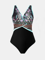 Hazel Blues® |  Printed Surplice Wide Strap One-Piece Swimwear