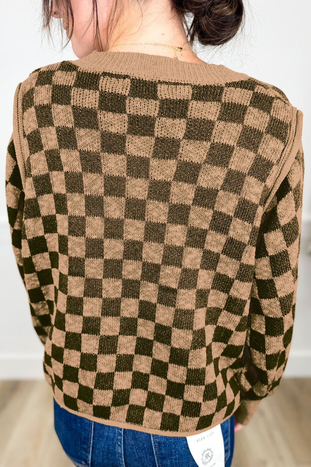 Piper Hope Multicolour Drop Shoulder Plaid Knit Long-Sleeve Sweater