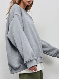 Hazel Blues® |  Round Neck Dropped Shoulder Long Sleeve Sweatshirt