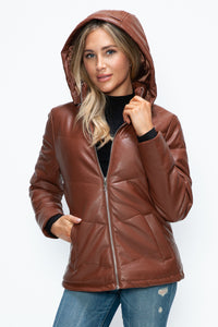 Hazel Blues® |  How Dare U Pocketed Zip Up Puffer Jacket with Removable Hood