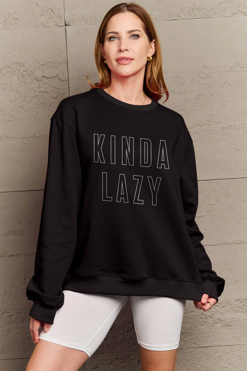 Hazel Blues® |  KINDA LAZY Round Neck Sweatshirt