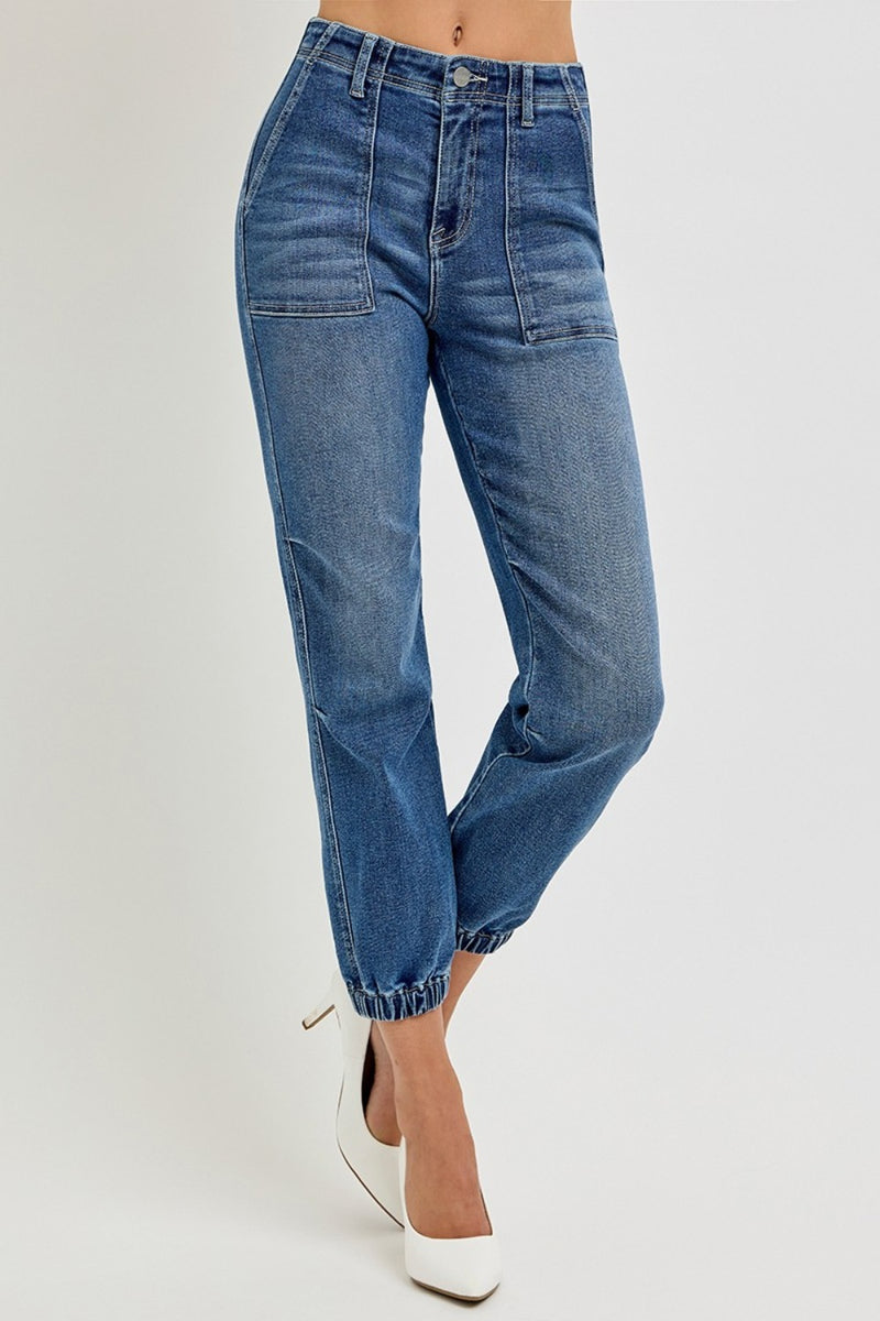 Hazel Blues® |  RISEN High Rise Ankle Jogger Jeans