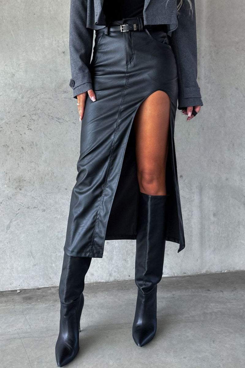 Hazel Blues® |  Slit Midi Skirt with Pockets