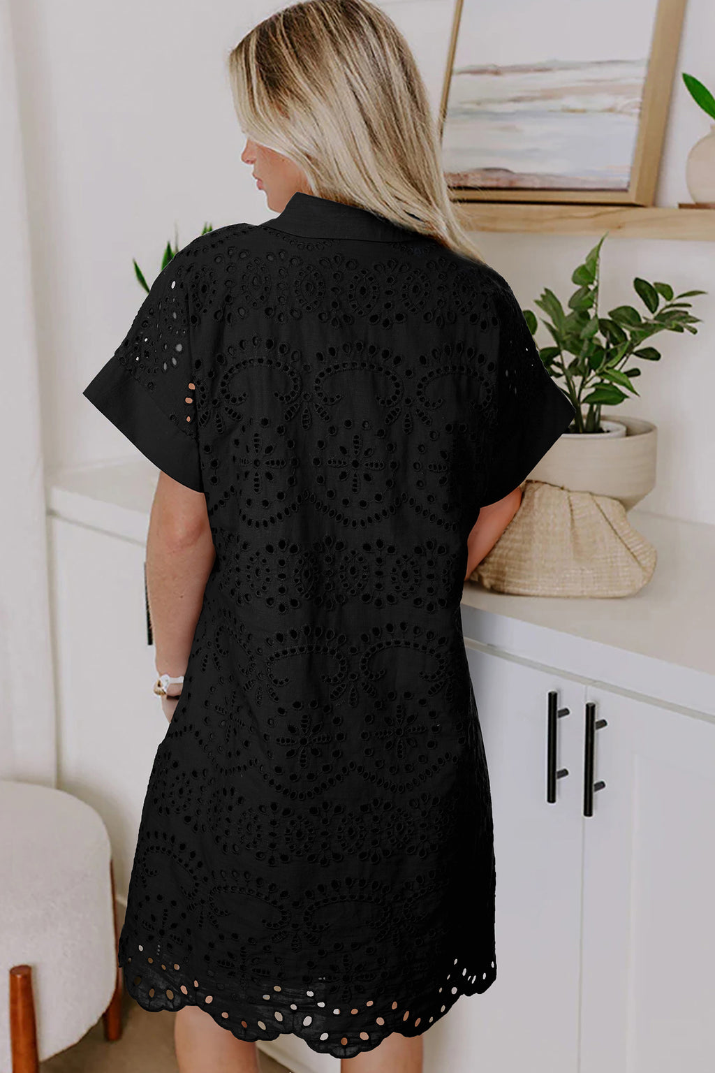 Eyelet Embroidered T-Shirt Mini Dress