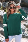 Hazel Blues® |  Evergreen Varsity Striped Detail Drop Shoulder Oversized Sweatshirt