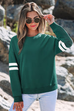 Hazel Blues® |  Evergreen Varsity Striped Detail Drop Shoulder Oversized Sweatshirt