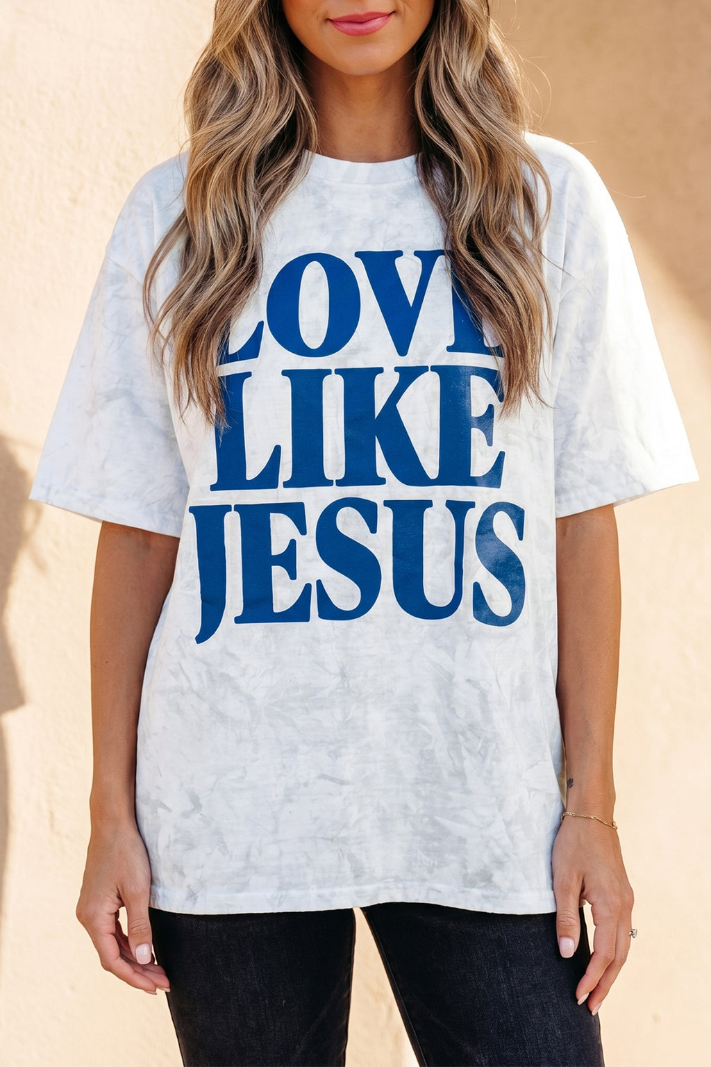 Gray Love Like Jesus Camouflage Oversized T Shirt