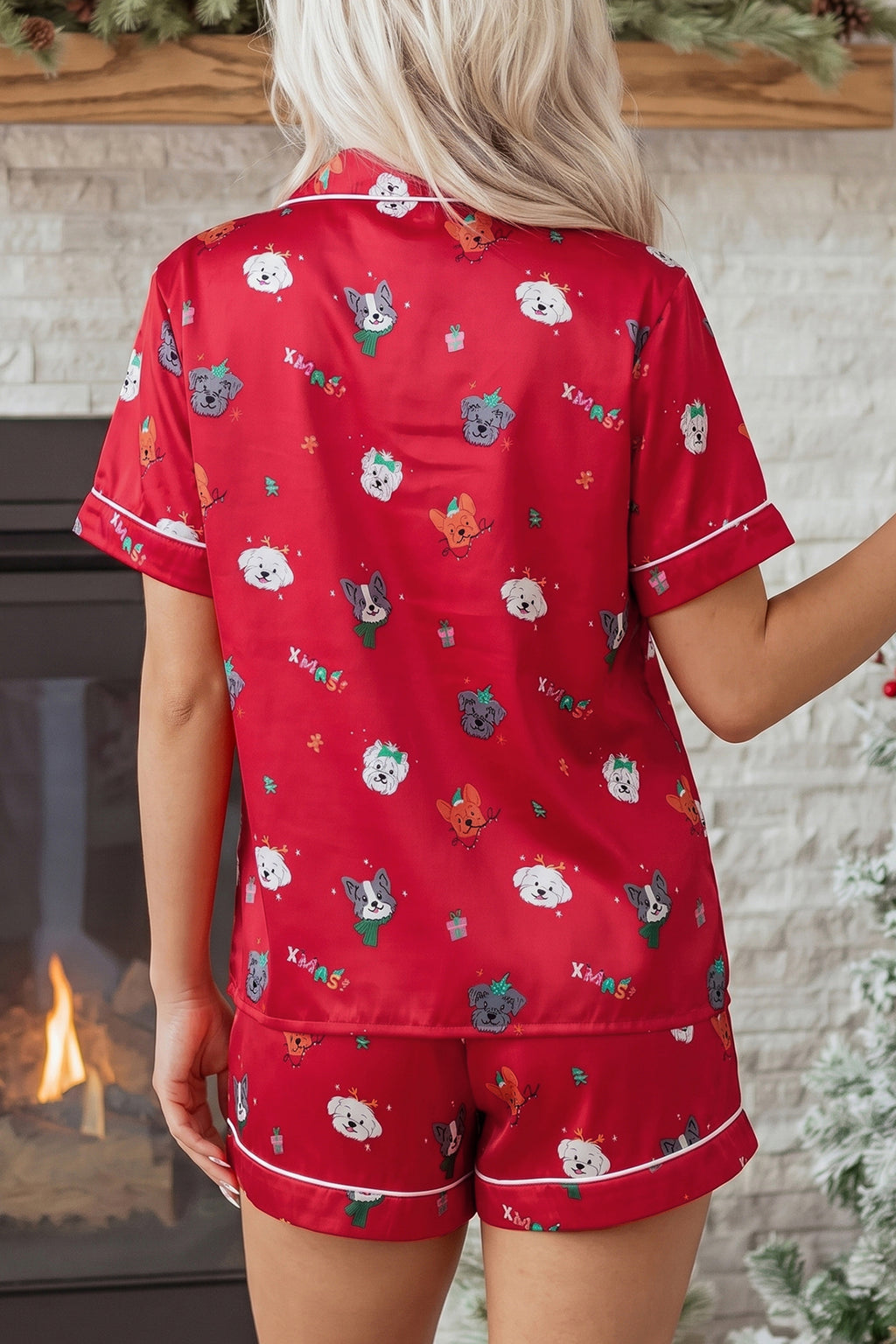 Festive Pups Christmas Pajama Short Set