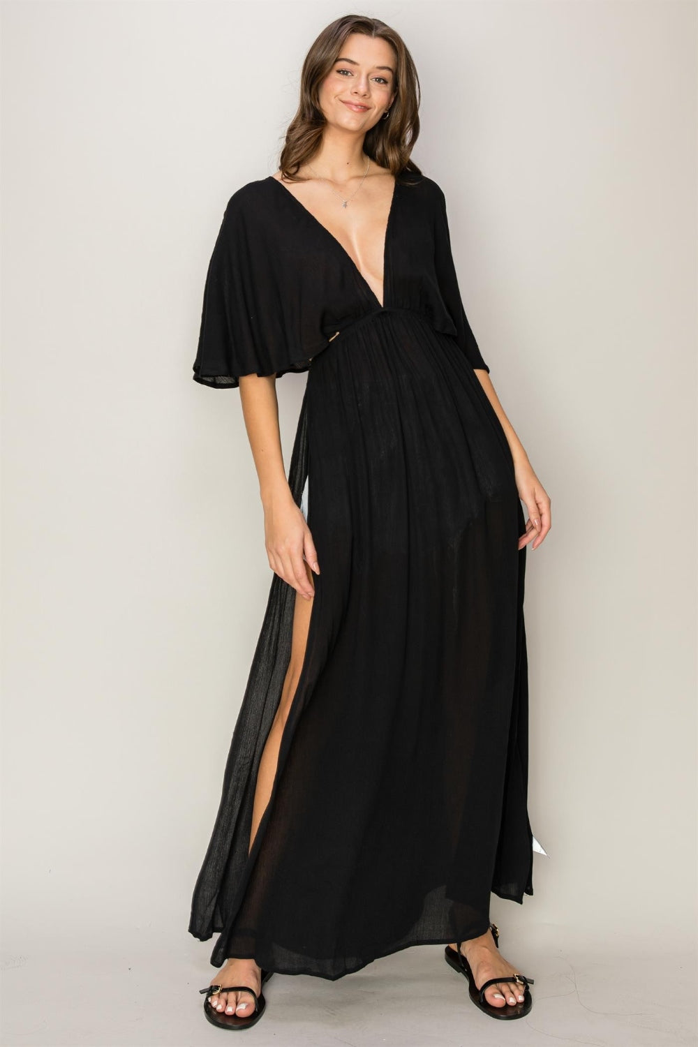 Hazel Blues® |  HYFVE Tie Back Maxi Split Cover Up Dress