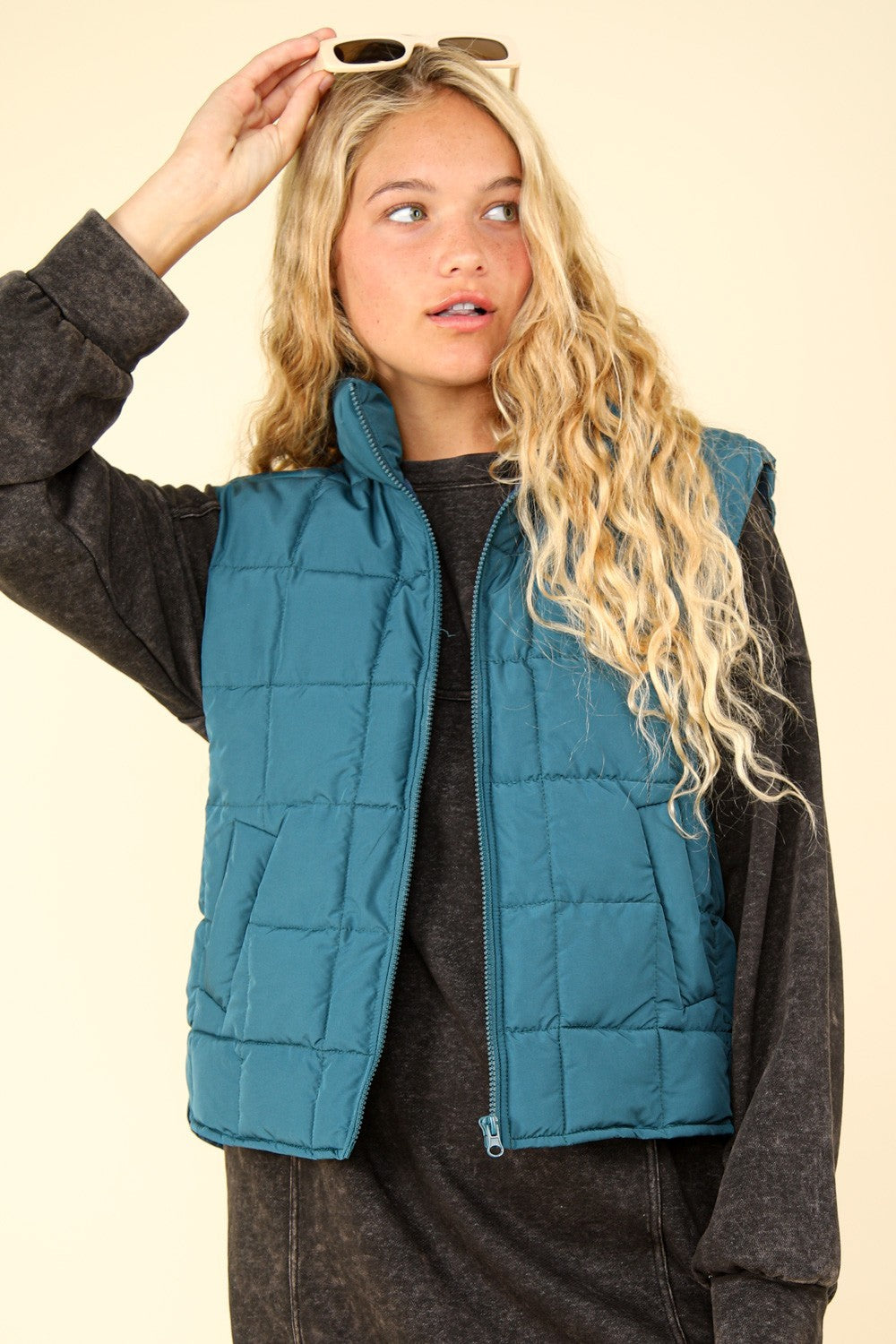 Hazel Blues® |  VERY J Zip Up Puffer Padded Warm Vest