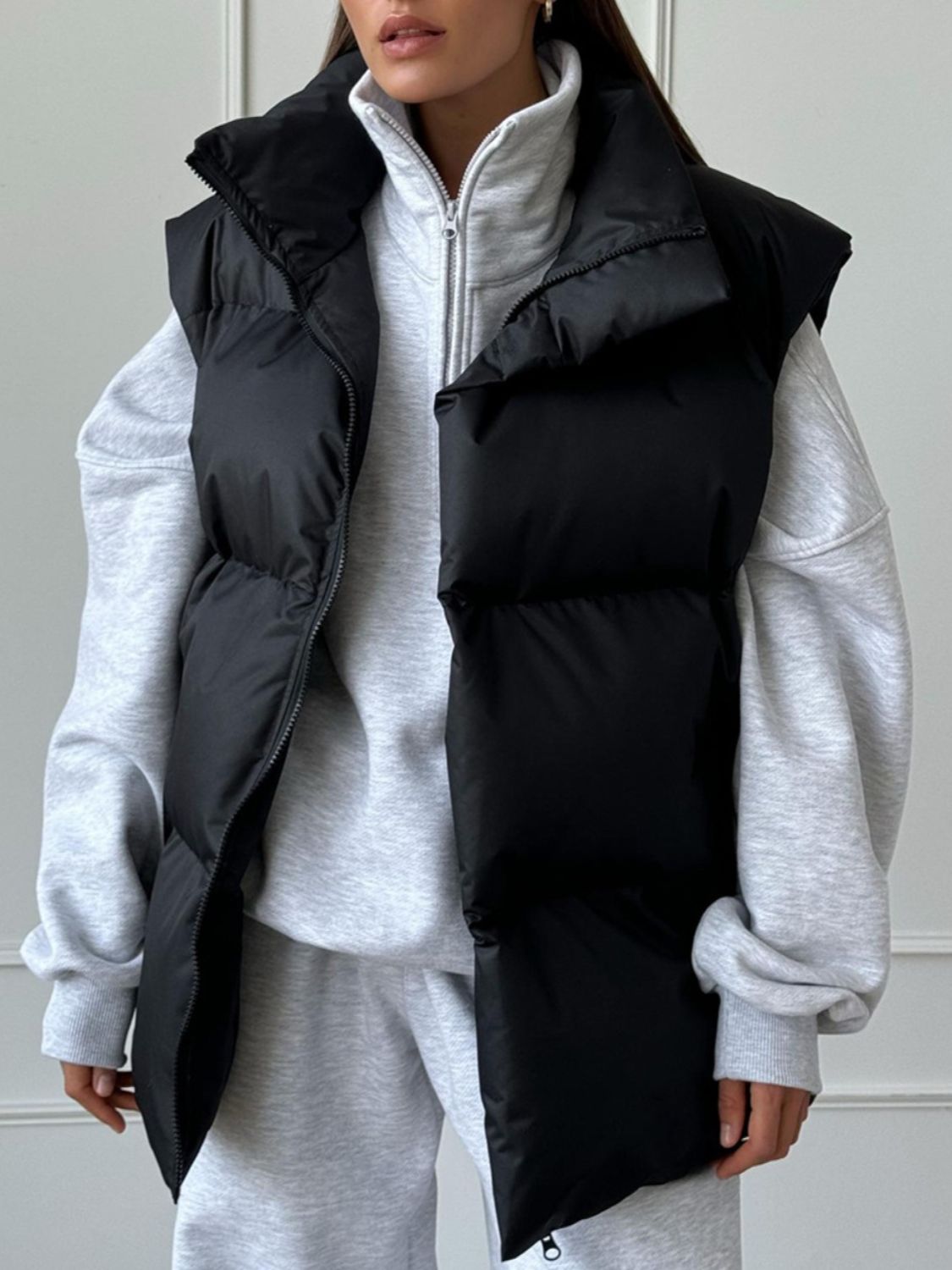 Hazel Blues® |  Zip Up Turtleneck Vest Coat