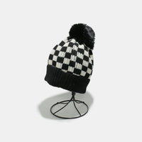 Hazel Blues® |  Checkered Knit Hat with Pompom