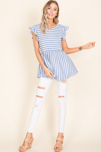 Hazel Blues® |  BOMBOM Striped Round Neck Blouse