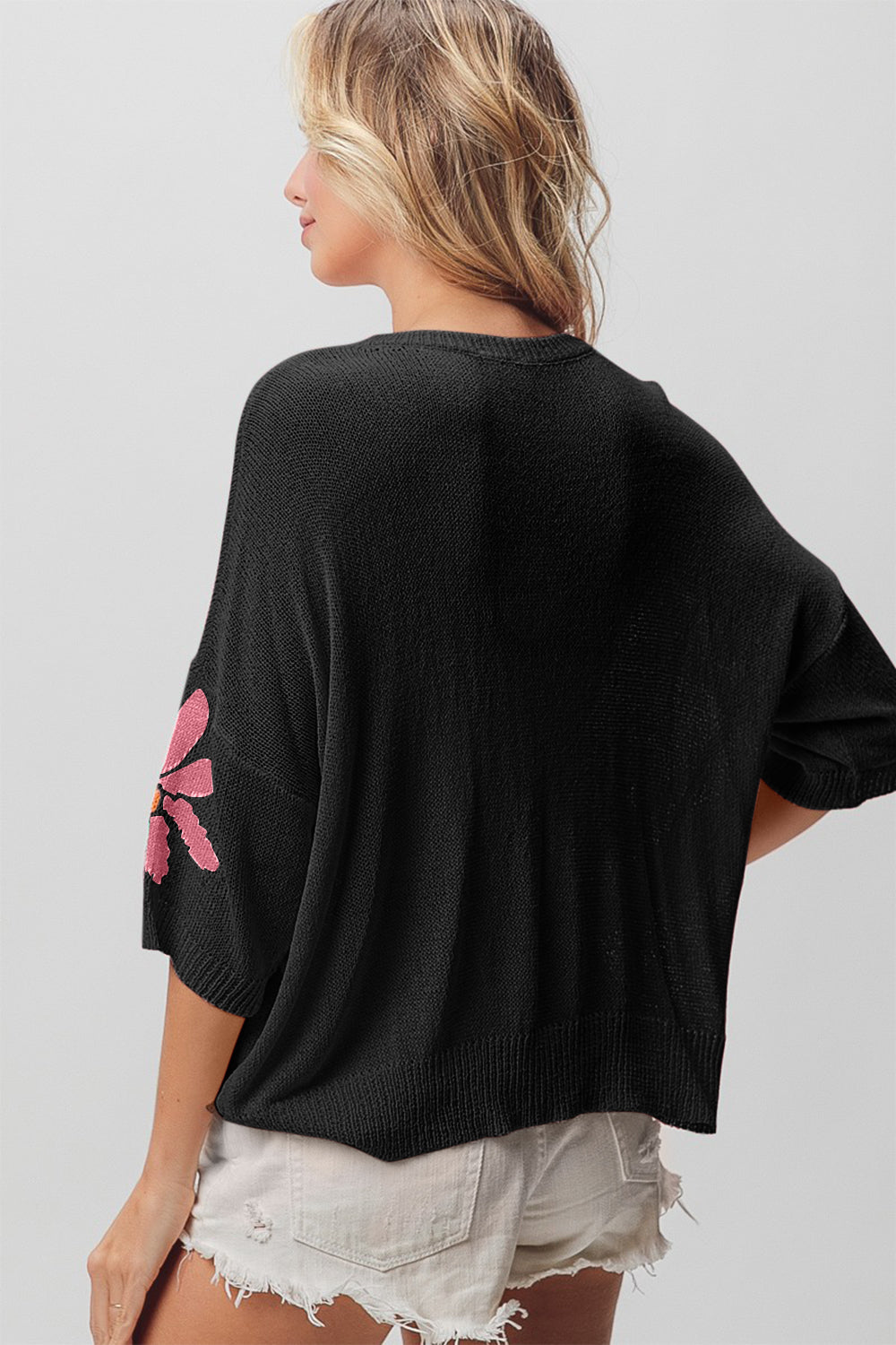 Hazel Blues® |  BiBi Floral Pattern Cropped Sweater
