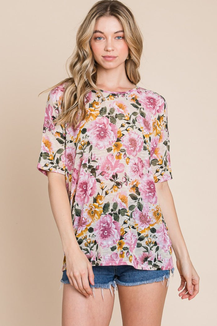 Hazel Blues® |  BOMBOM Floral Round Neck T-Shirt