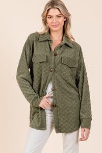 Hazel Blues® |  BOMBOM Checkered Button Down Dropped Shoulder Shacket