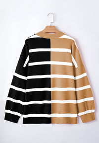 Hazel Blues® |  Contrast Striped Long Sleeve Sweatshirt