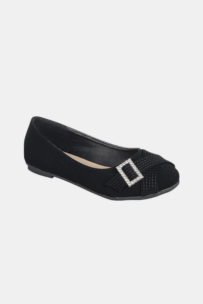 Hazel Blues® |  Forever Link Slip On Rhinestone Buckle Ballet Flats