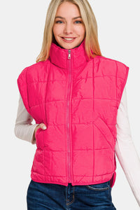 Hazel Blues® |  Zenana Zip Up Cropped Puffer Vest with Pockets