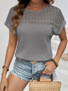 Hazel Blues® |  Waffle-Knit Round Neck Short Sleeve Top