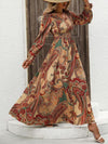 Hazel Blues® |  Smocked Printed V-Neck Flounce Sleeve Dress