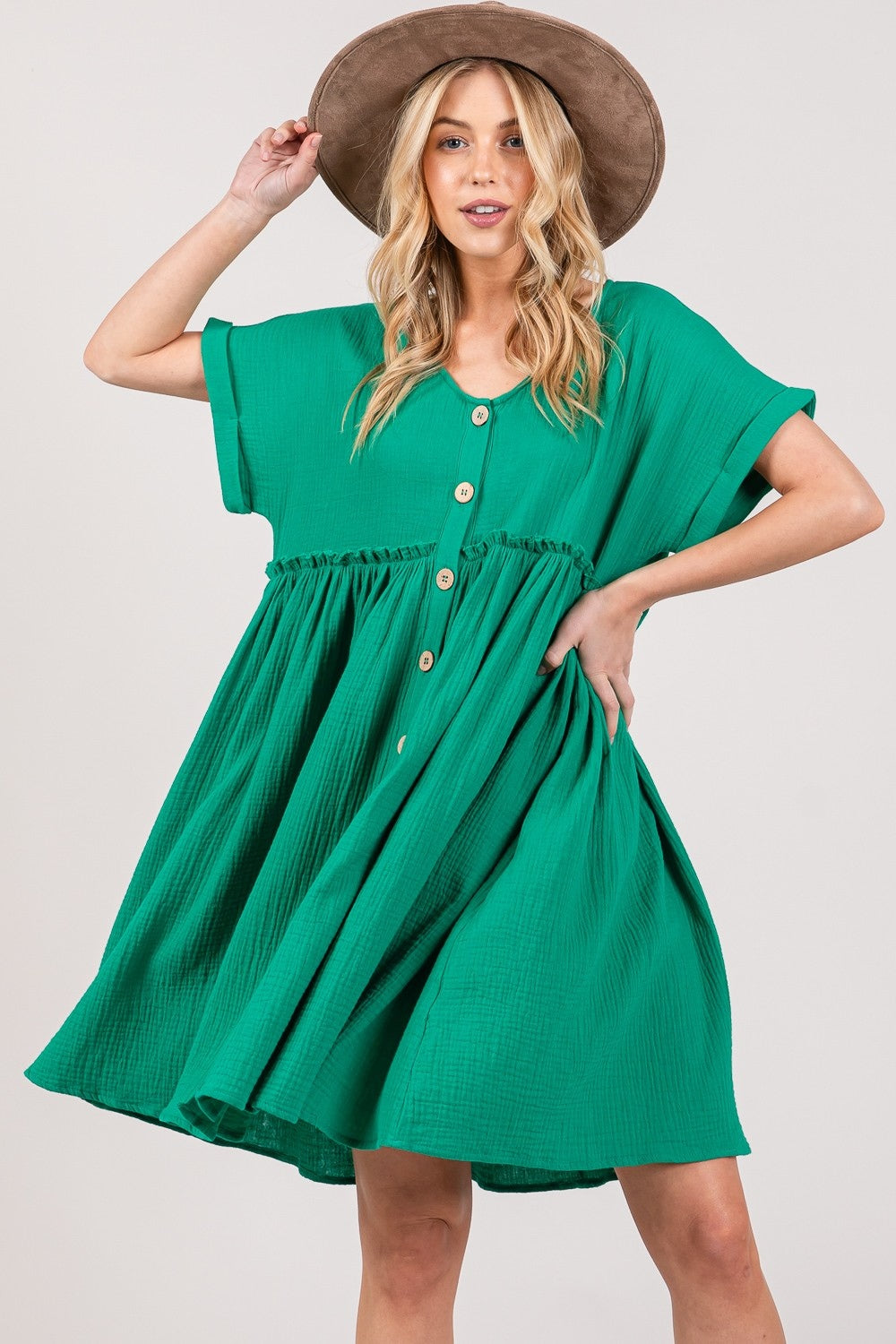 Hazel Blues® |  SAGE + FIG Button Up Short Sleeve Dress