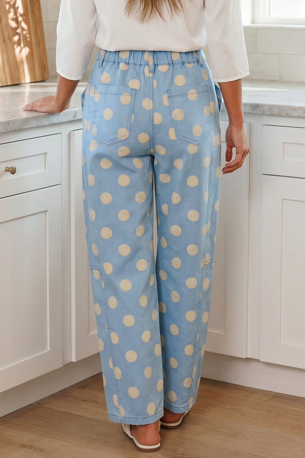 Print Bow Polka Dot Detail Pocketed Jeans | Polka Dot Pocketed Bow Jeans