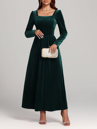 Hazel Blues® |  Velvet Square Neck Long Sleeve Dress