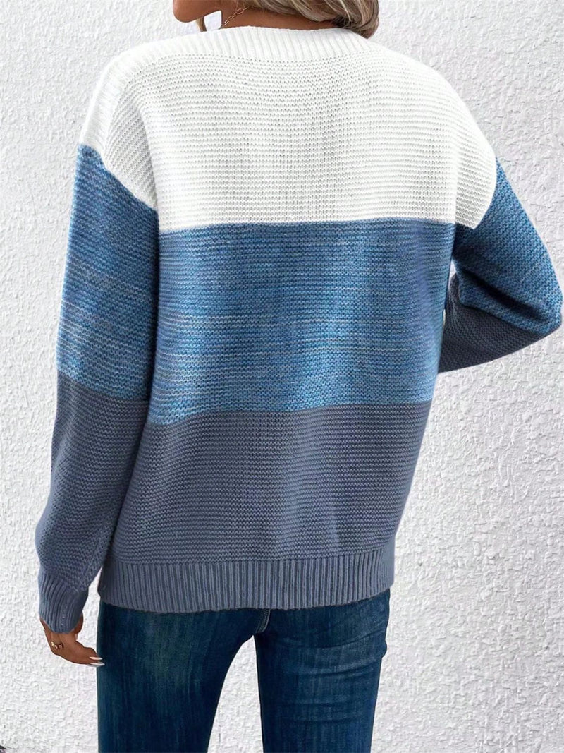 Hazel Blues® |  Color Block Drop Shoulder Long Sleeve Sweater