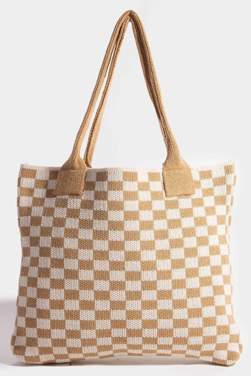 Hazel Blues® |  Fame Checkered Pattern Tote Bag