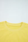 Hazel Blues® |  Yellow Cream Drop Shoulder Puff Sleeve Crop Pullover Drawstring Wide Leg Pants Set