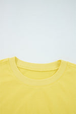 Hazel Blues® |  Yellow Cream Drop Shoulder Puff Sleeve Crop Pullover Drawstring Wide Leg Pants Set