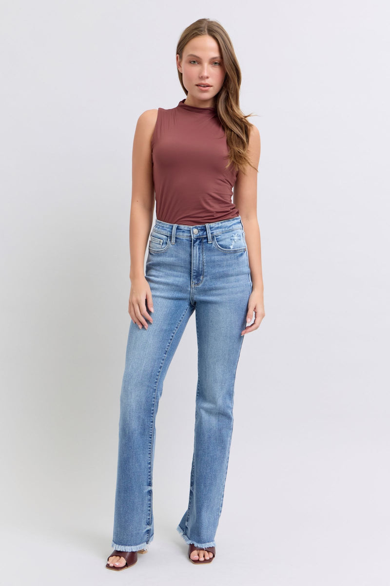 Hazel Blues® |  Judy Blue Raw Hem High Rise Bootcut Jeans