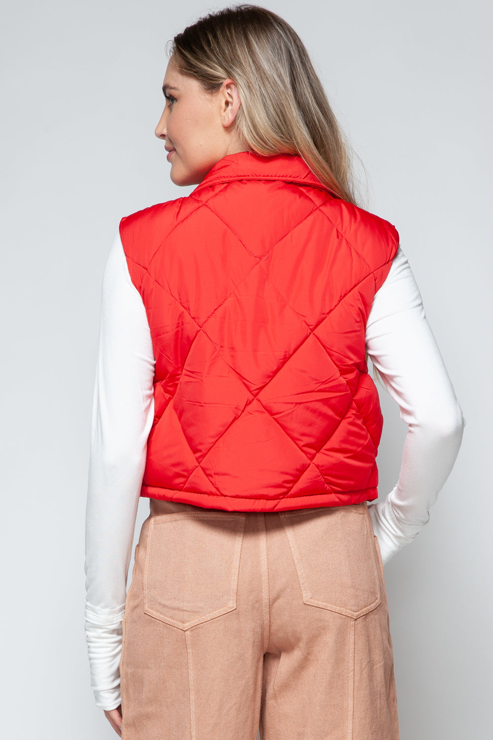 Hazel Blues® |  Snobbish Snap Down Quilted Crop Vest