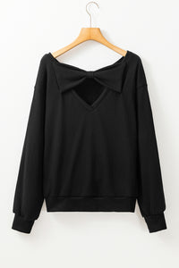 Hazel Blues® |  Bow Cutout Round Neck Long Sleeve Sweatshirt