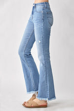 Hazel Blues® |  RISEN High Rise Frayed Hem Bootcut Jeans