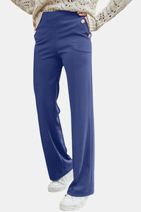 Hazel Blues® |  Decorative Button High Rise Pants