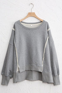 Hazel Blues® |  Exposed Seam High-Low Long Sleeve Sweatshirt