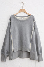 Hazel Blues® |  Exposed Seam High-Low Long Sleeve Sweatshirt