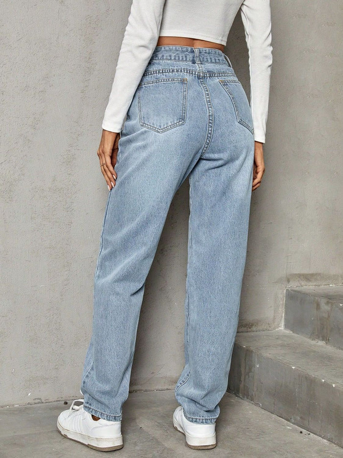 Hazel Blues® |  Asymmetric Waist Jeans with Pockets