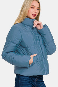 Hazel Blues® |  Zenana Zip Up Turtleneck Puffer Jacket with Pockets