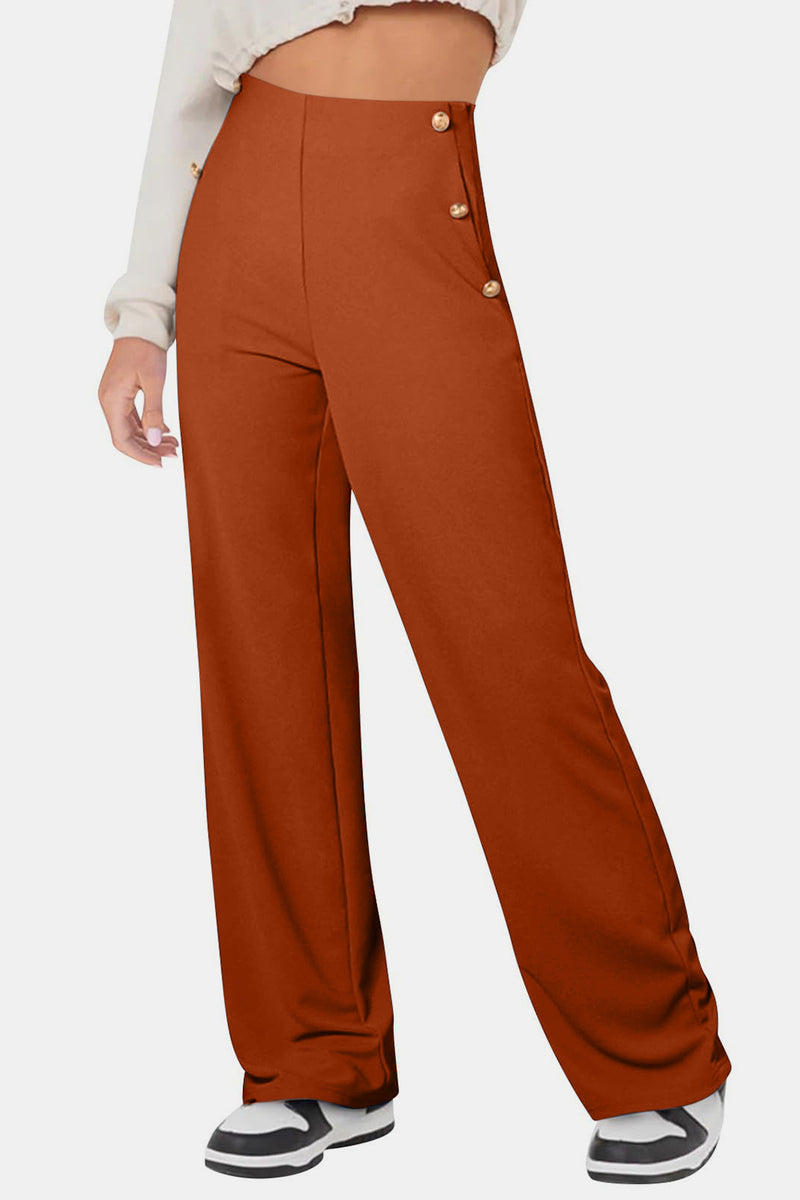 Hazel Blues® |  Decorative Button High Rise Pants