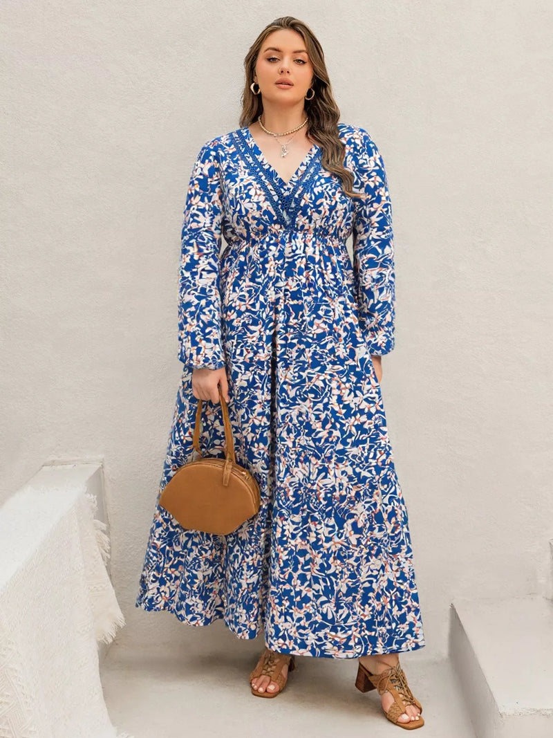 floral print v neck long sleeve maxi dress Hazel Blues