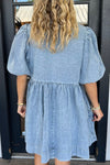 Hazel Blues® |  Bowknot Round Neck Half Sleeve Denim Dress