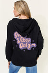 Hazel Blues® |  GOOD VIBES ONLY Graphic Zip-Up Hoodie with Pockets
