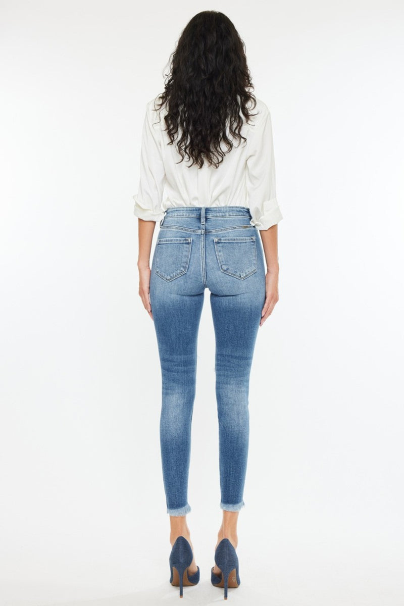 Hazel Blues® |  Kancan High Rise Frayed Ankle Skinny Jeans