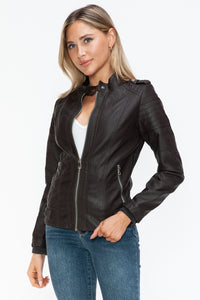 Hazel Blues® |  Snobbish PU Leather Biker Jacket with Side Zip Pockets