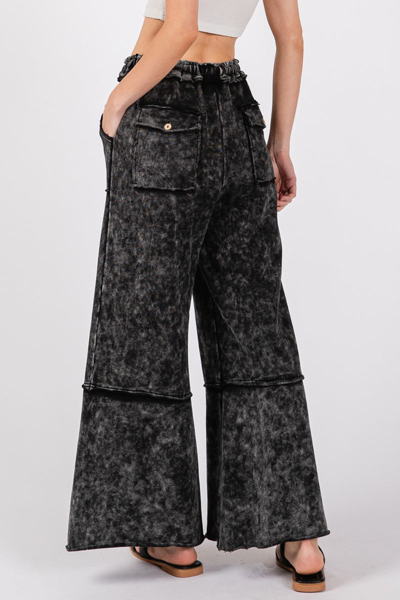 Hazel Blues® |  SAGE + FIG Mineral Washed Terry Wide Leg Pants