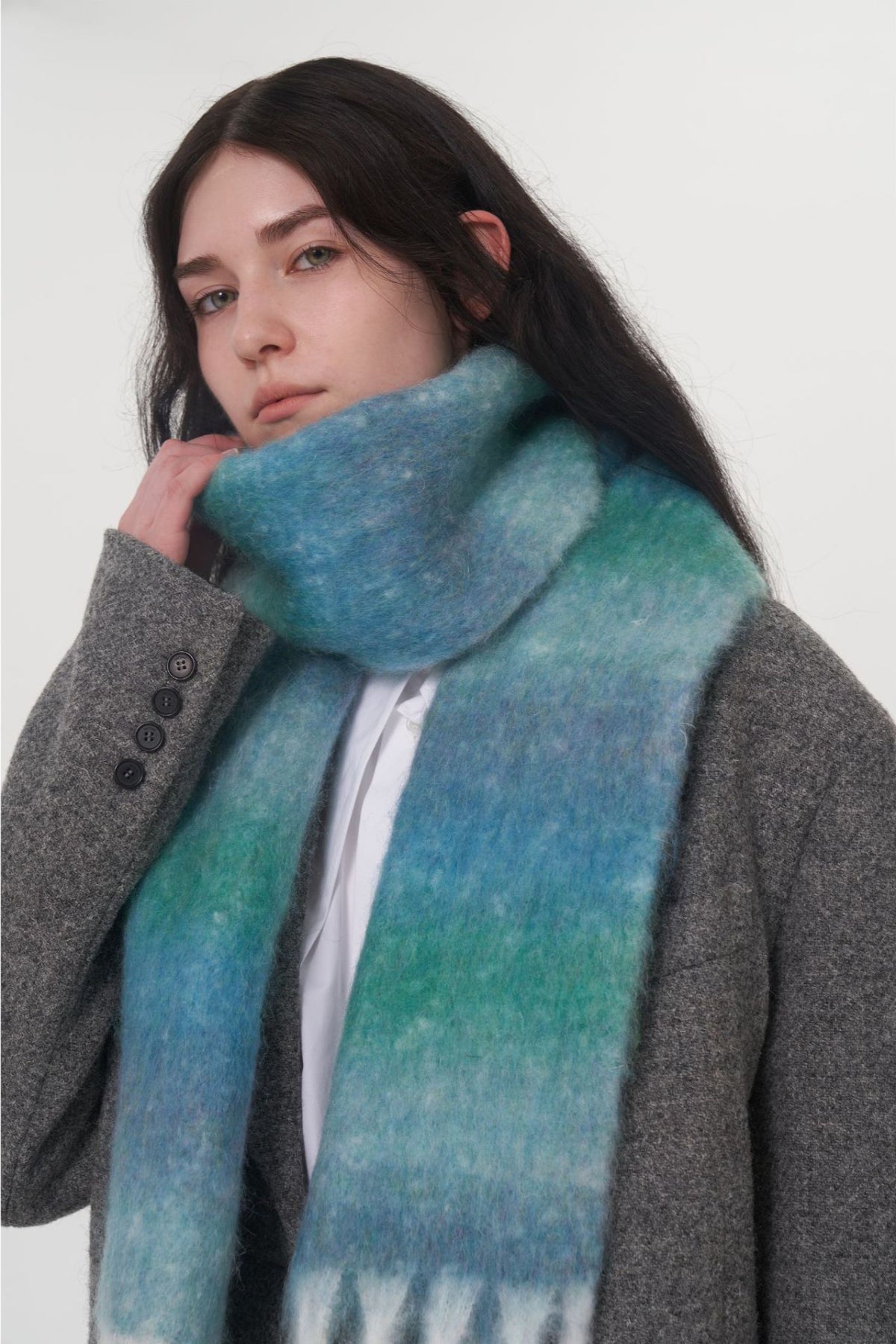 Hazel Blues® |  Fringe Gradient Thermal Scarf