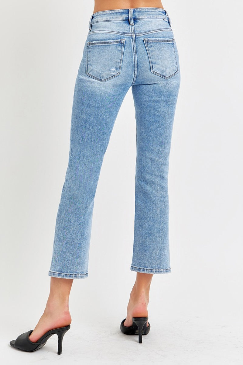 Hazel Blues® |  RISEN Low Rise Crop Slim Straight Jeans